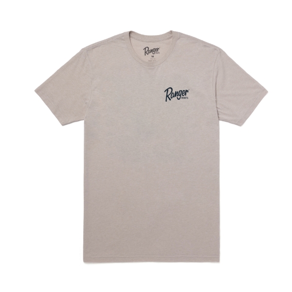 Front image of the Ranger Unisex SS Tee Sand with Ranger Boats logo on the left chest