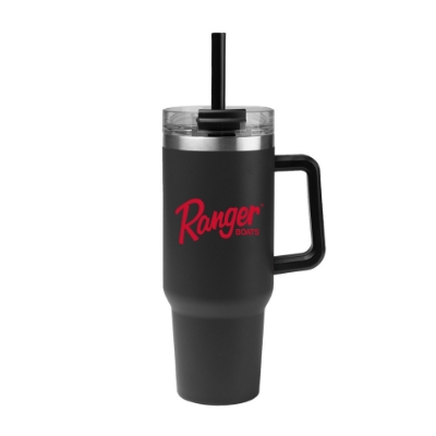 Ranger Black 40oz Tumbler Image of the Ranger Black 40oz Tumbler with red Ranger Boats logo