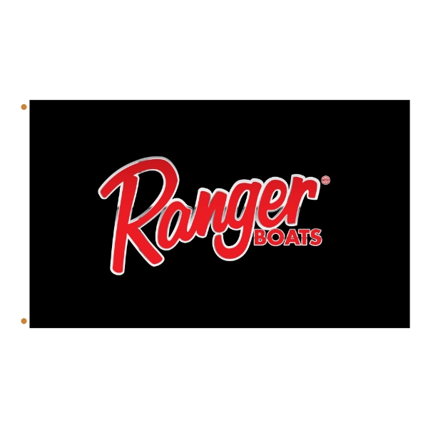 Image of the 3' x 5' Ranger Flag with red Ranger Boats logo