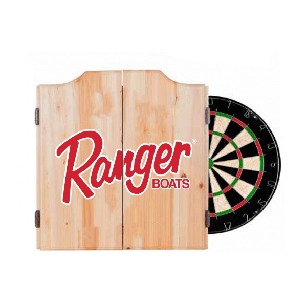 Image of the Ranger Dart Cabinet Set with the red Ranger Boats logo on the cabinet door.