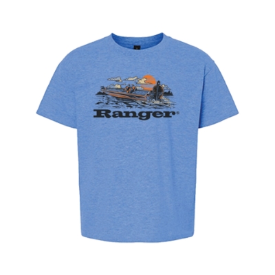 Ranger Youth Heather Royal Tee Image of the Ranger Youth Heather Royal Tee with Ranger graphic design on the front