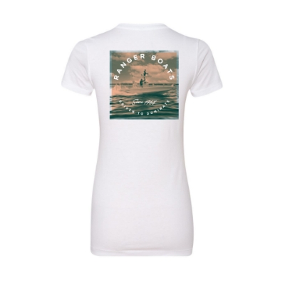 Ranger Women's SS Tee White Front image of the Ranger Women's SS Tee White Front with Ranger Boats logo on the left chest