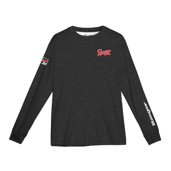 Front Image of the Ranger Spray Stealth Performance Longsleeve with Ranger logo on the left chest, left sleeve and Ranger Cup on the right sleeve