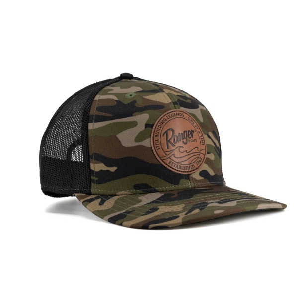 Right view image of the Ranger Camo Hat with the Ranger patch on the front