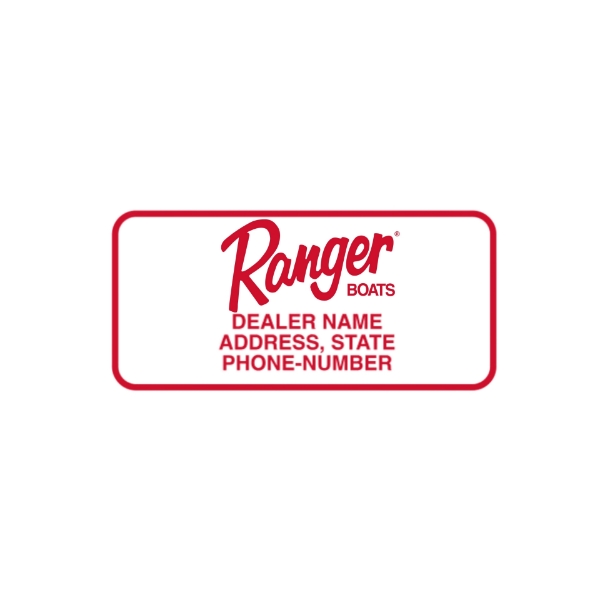 Image of the Dealer Co-Brand Decal (clear decal back adhesive) with red Ranger Boats logo