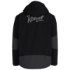 Back view of Ranger Bass Pro Shops HPR Jacket in black and gray, featuring Ranger Boats logo across the shoulders and a color-blocked hood design.