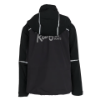 Back view of Ranger Johnny Morris Guidewear Elite Waterproof Jacket featuring reflective trim, Ranger Boats logo, and a full-coverage storm hood.