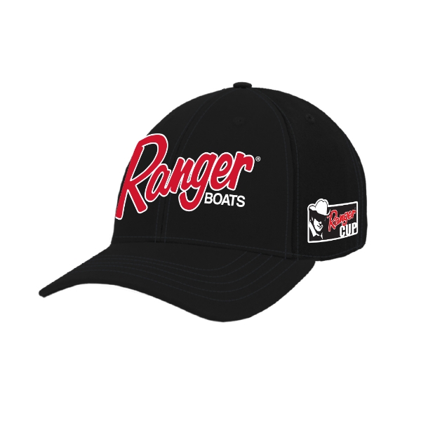 Black Ranger Cup cap with large Ranger Boats logo on the front and Ranger Cup patch on the left side