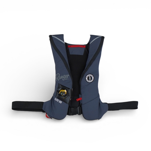 Ranger Boats gray Mustang Hydrostatic Inflatable Life Jacket on white background