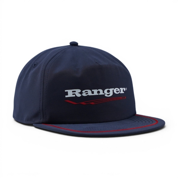 Navy Retro Rope Cap with Ranger Boats logo from angled front view