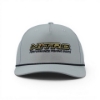 Light grey Richardson performance hat front view featuring a curved brim and Nitro logo patch in black and yellow on the structured crown