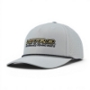Angled front view of grey Richardson performance baseball cap with Nitro branded patch and athletic performance styling