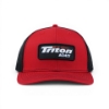 Centered front view of red  Triton Boats Richardson hat