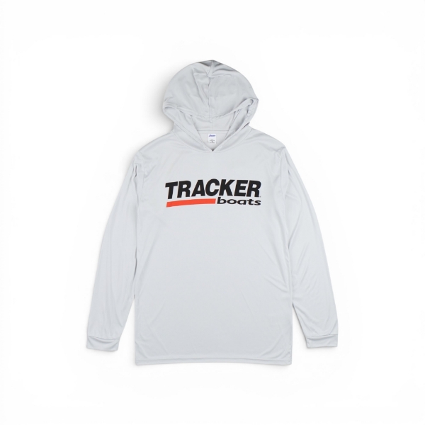 Grey-white Tracker Grey Performance LS Hoodie on white background