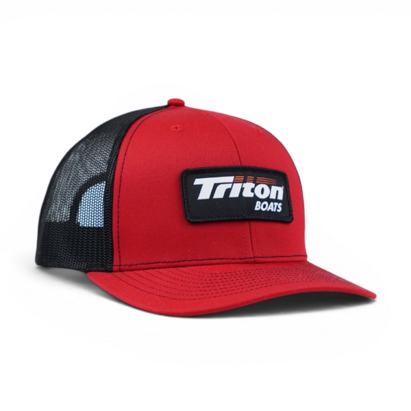 Red Triton boats hat from front right side