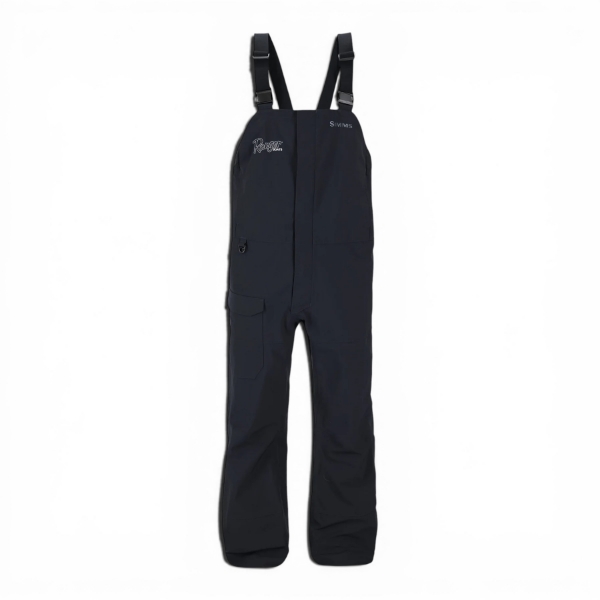 Ranger Simms Challenger waterproof fishing bibs front view featuring adjustable suspenders, storm-ready protection, and Ranger Boats logo