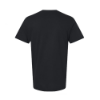 Back view of a plain black tee with no graphic.