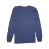Back view of a heather denim long sleeve shirt