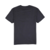 Back view of a plain black tee with no graphic.