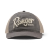 Dark Grey/Tan Mesh Hat photographed from direct front view